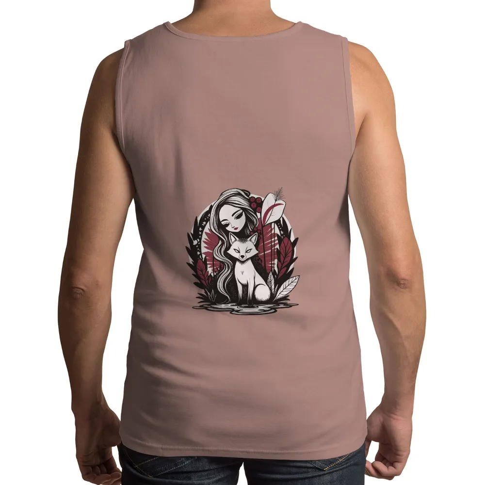 T-Shirts Pattern: Nature's Harmony - Woman and Fox|pokemon forest shirt