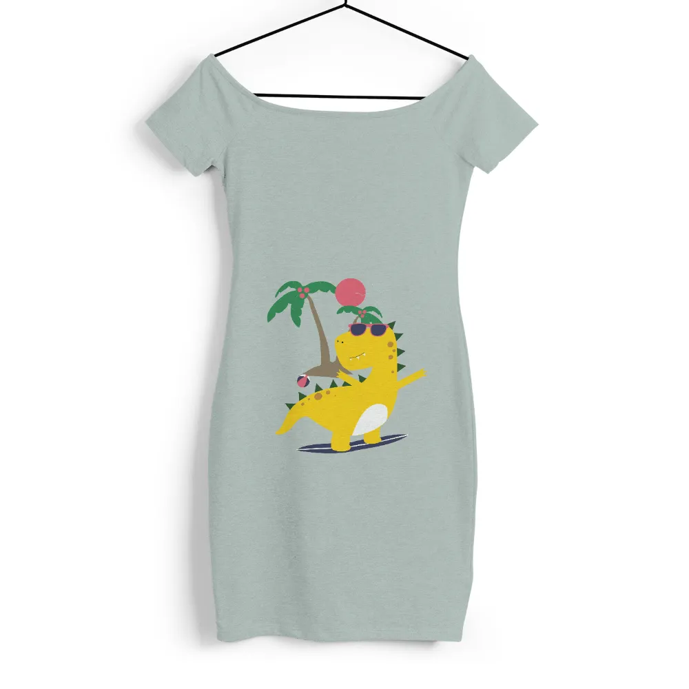 Customized Tee Shirts: Surfing Dino - Experience the Joy of Freedom|family beach vacation shirts 2021