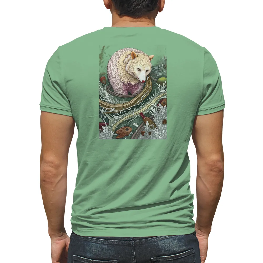 TShirt Design: White Fox Serenity in Ancient Forest|vineyard vines mother's day shirt