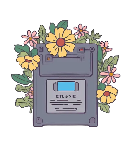 Custom T-Shirt Printing: Vintage Floppy Disk with Nature Elements