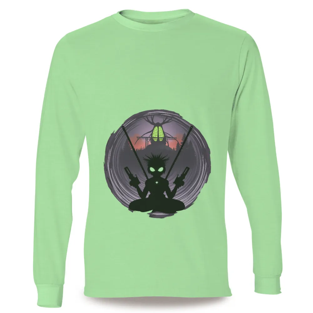 Custom Tee Shirts: Zero's Meditation in Neon Forest|lebron ultimate warrior