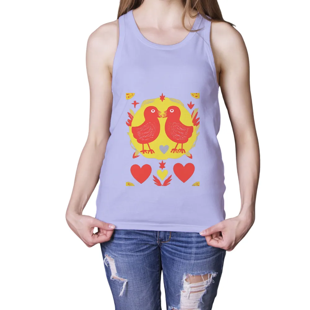 TShirt Printing: Love Birds - Whimsical Artistic Design|mlb logo shirt with heart