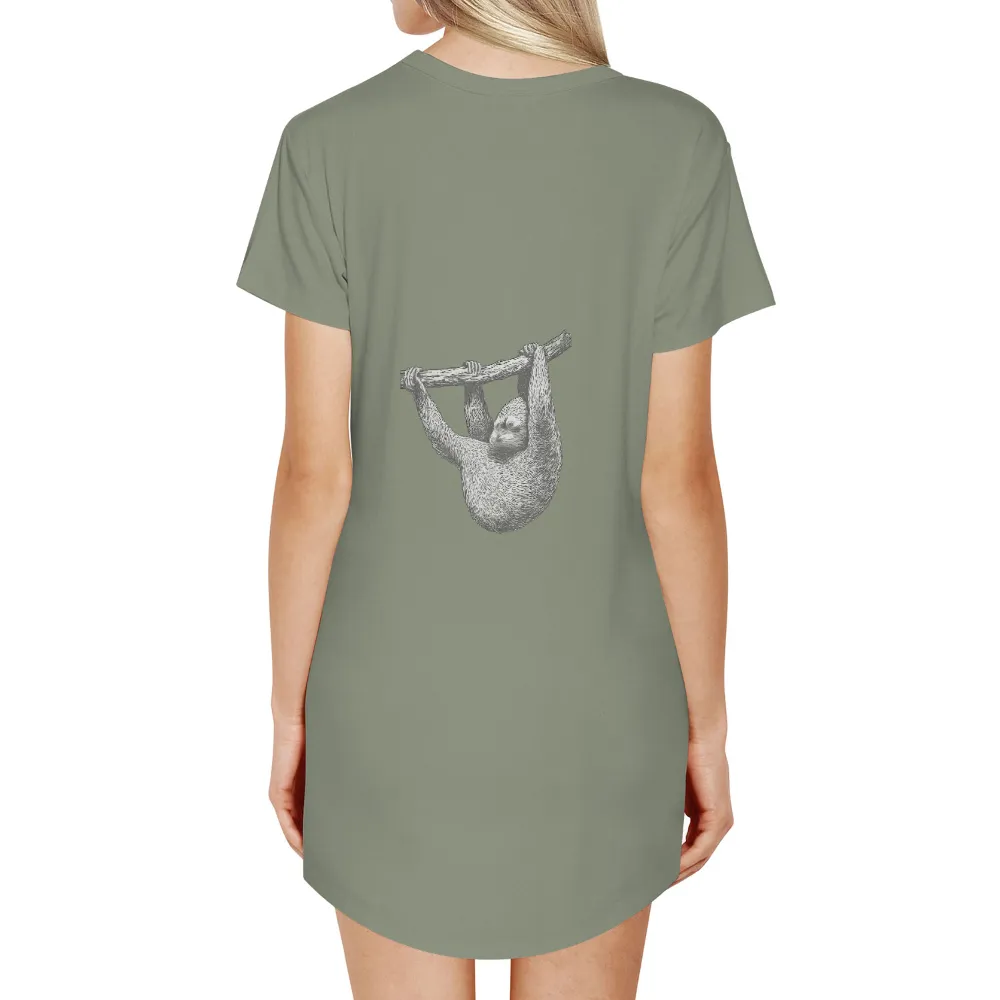 T-Shirts Design: Serene Sloth - Mindfulness in Every Moment|simplicity tee shirt pattern