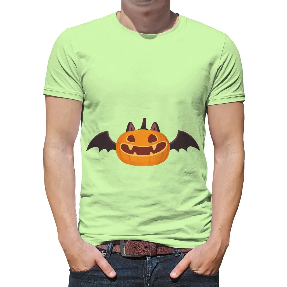 Customized Tee Shirts: Spooky Pumpkin with Bat Wings - Halloween Celebration|custom navy chief t shirts