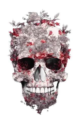 Customized Tee Shirts: Floral Skull - Artistic Life Cycle