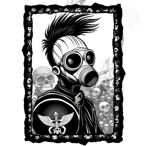 TShirt Printing: Gas Mask Rebel - Artistic Design with Skulls