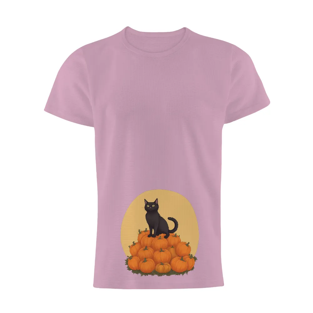 Tee Shirts Printed: Black Cat on Pumpkin Patch - Halloween Magic|pokemon magic shirt 1999