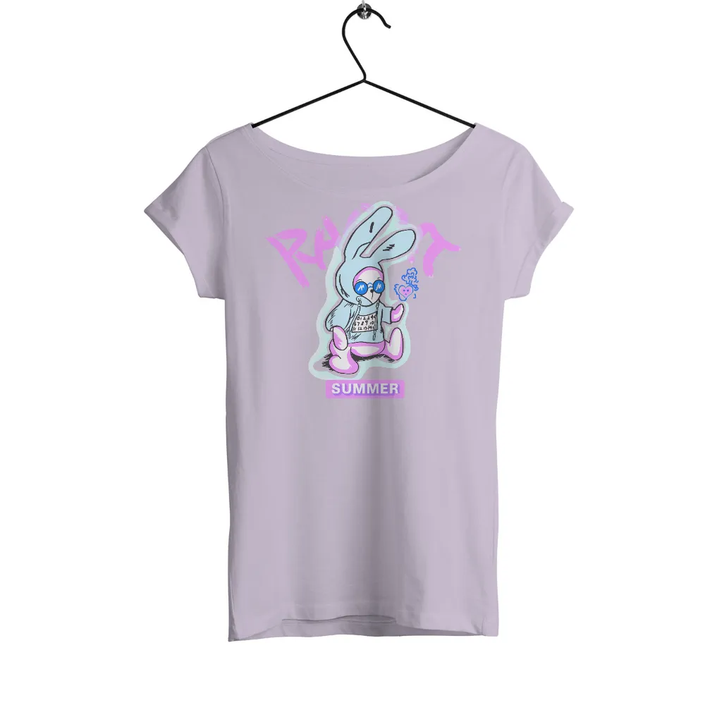 Tee Shirts Printed: Quirky Rabbit Summer Fun|viscose summer shirt