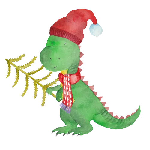 T-Shirts Custom: Whimsical Dino's Festive Holiday Cheer