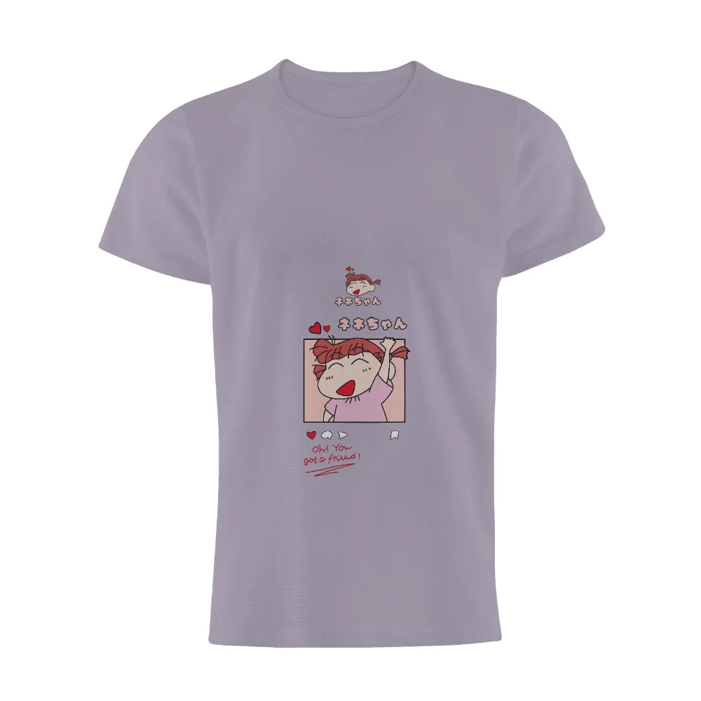 TShirt Design: Nene-chan - Friendship and Happiness|cartoon character with blue shirt