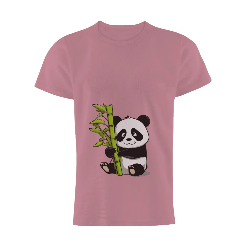 T-Shirt Printing: Panda Embracing Bamboo - Nature's Wonder|t shirt painting on nature