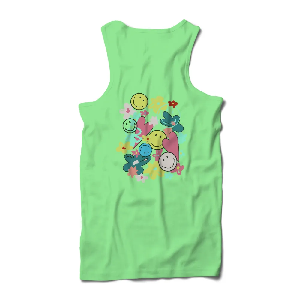 T-Shirts Design: Spread Joy with Smiley Faces and Vibrant Flowers|love for damar 3 shirts