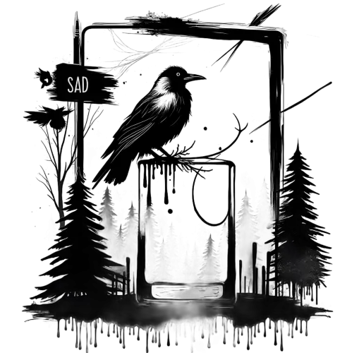 Tee Shirt Printing: Crow Perched on Abandoned Monitor - Artistic Design