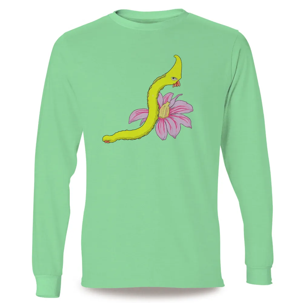 Tee Shirts Printed: Whimsical Snake and Flower Design|pink maid t shirt roblox