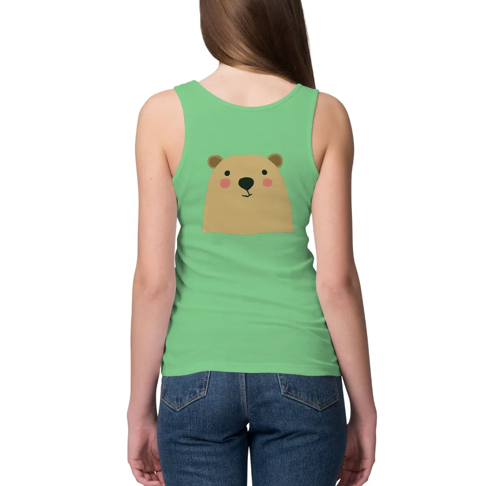 Graphic Tees: Adorable Bear Face - Minimalist Comfort Design|cute 4th of july shirts for women