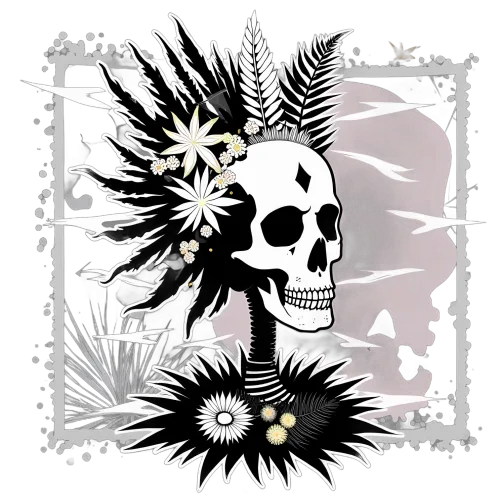 TShirt Design: Skull and Floral Art - Vintage Style