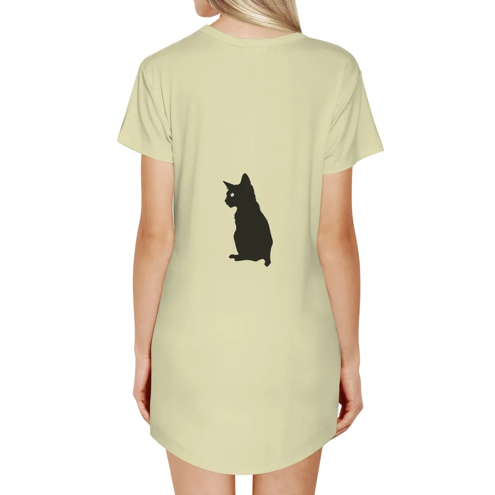 Tee Shirt Printing: Black Cat Silhouette with Glowing Eye - Artistic Design|art of banksy boston