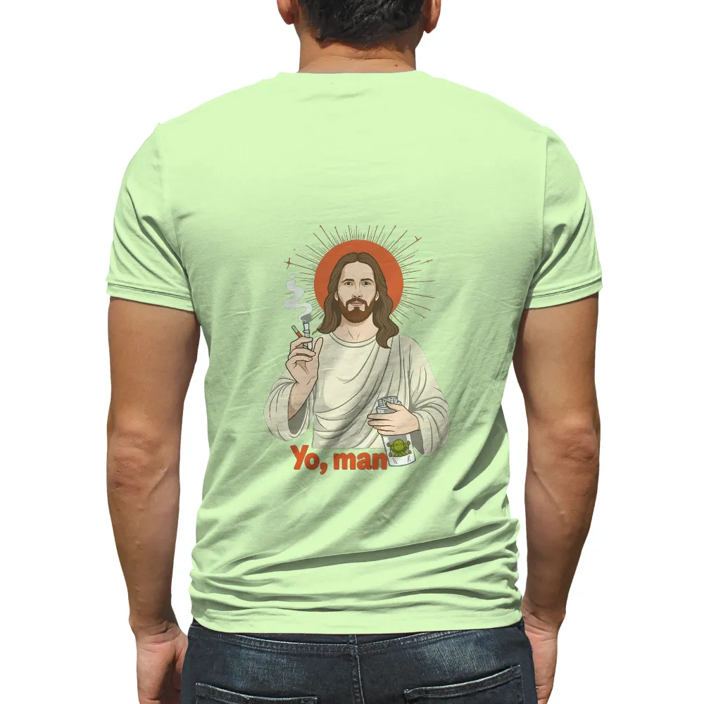 TShirt Design: Humorous Take on Religious Icon|can of soda