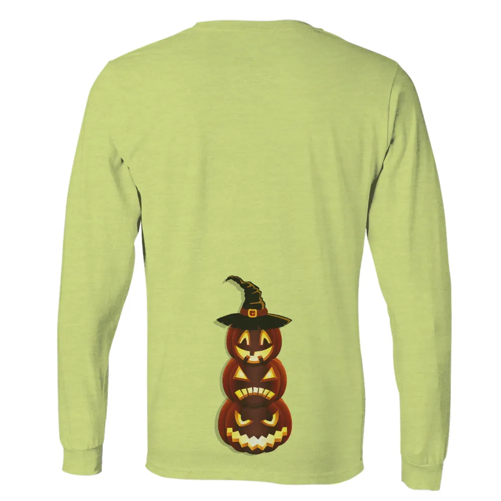 Custom Tee Shirts: Halloween Pumpkins Stack - Joy, Mischief, Fear|long sleeve cotton jersey t shirt fear of god essentials