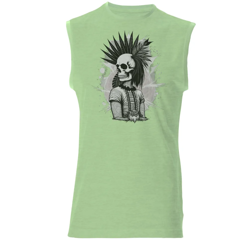 TShirt Printing: Punk Skeleton - Artistic Design with Feathers and Owl|top gun vintage shirt