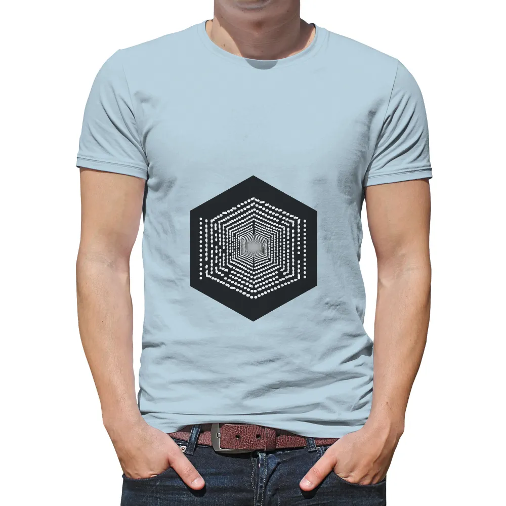 Infinity Geometric Hexagon Optical Illusion Design|black and white shirt price