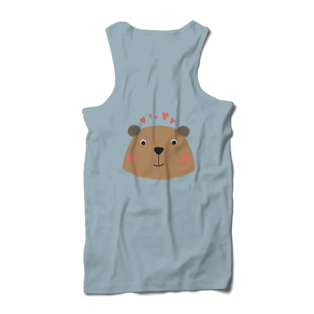 Shirts Graphic Tees: Whimsical Bear with Hearts - Joyful Childhood Nostalgia|black shirt cartoon character