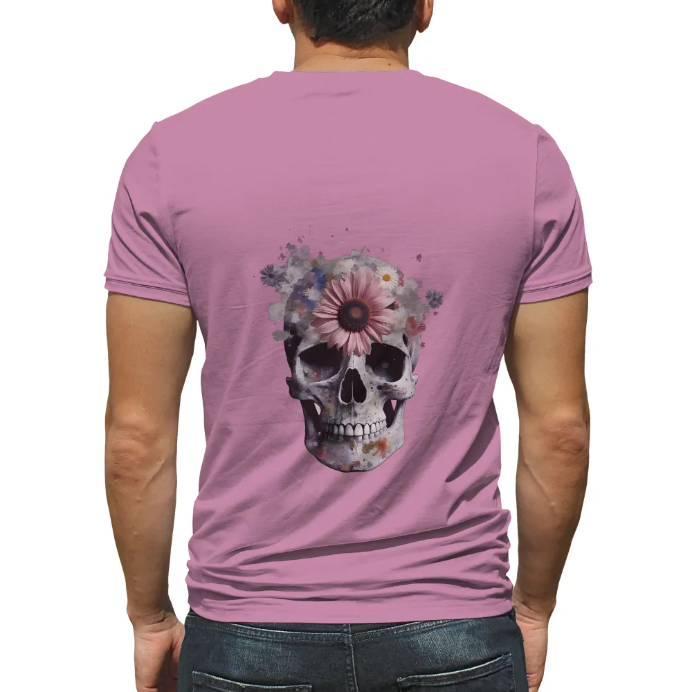 T-Shirts Design: Skull and Flowers - Life and Death Duality|pirate skull hawaiian shirt