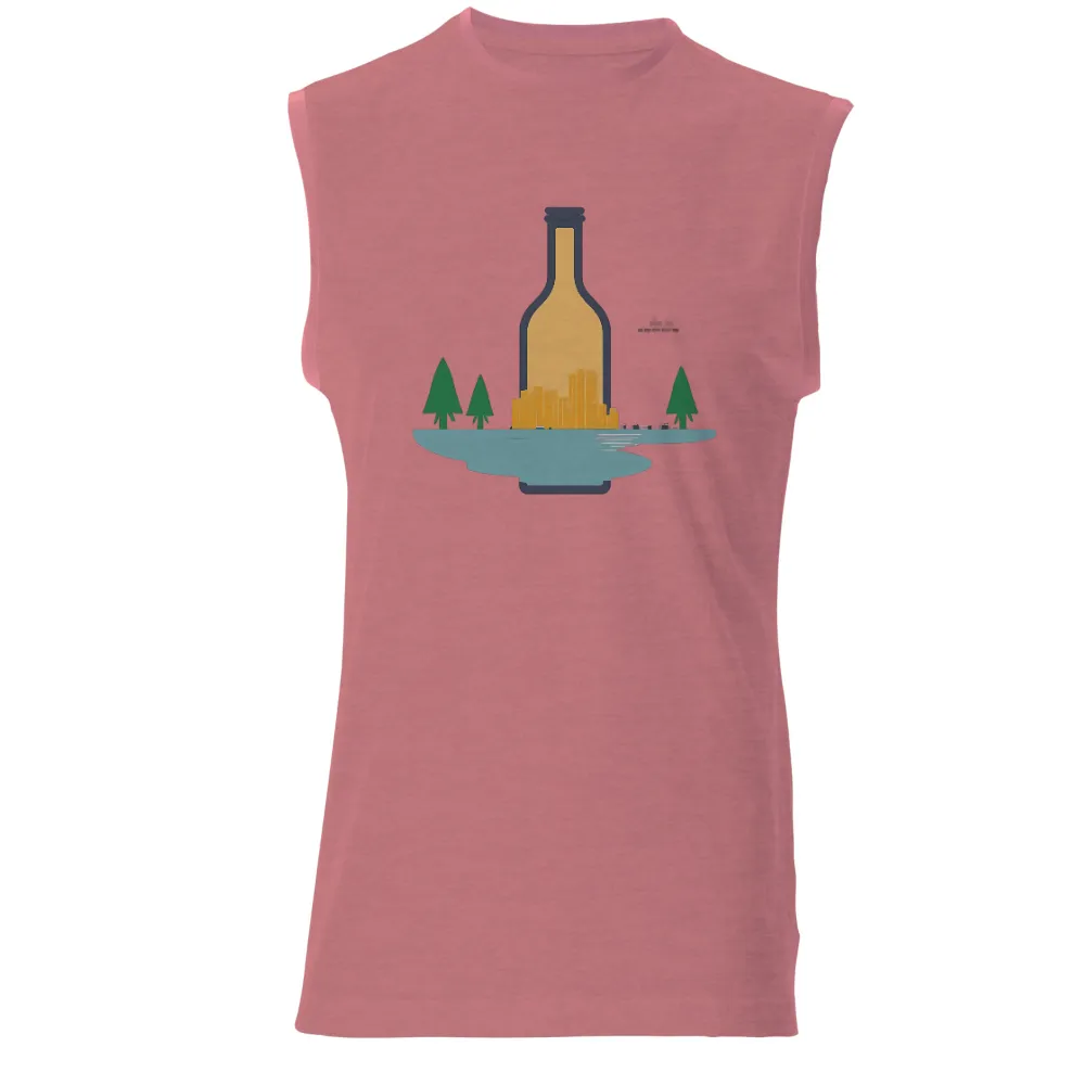 TShirt Design: Bottle City - Nature Meets Urban Life| glowing city