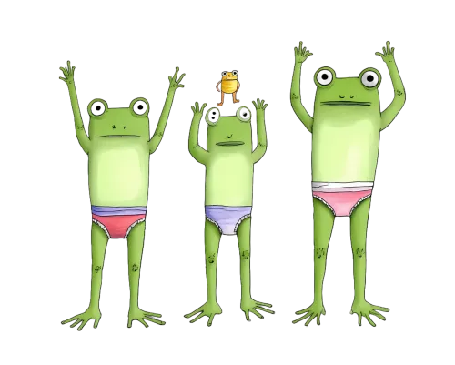 T-Shirts Pattern: Whimsical Frogs in Swimwear