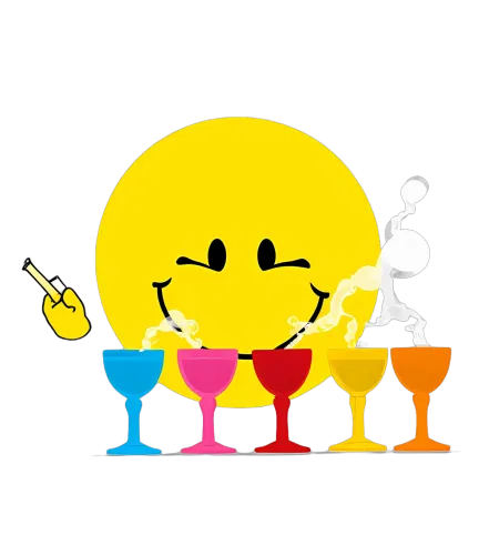 Customized Tee Shirts: Cheerful Smiley Face with Cocktail Glasses