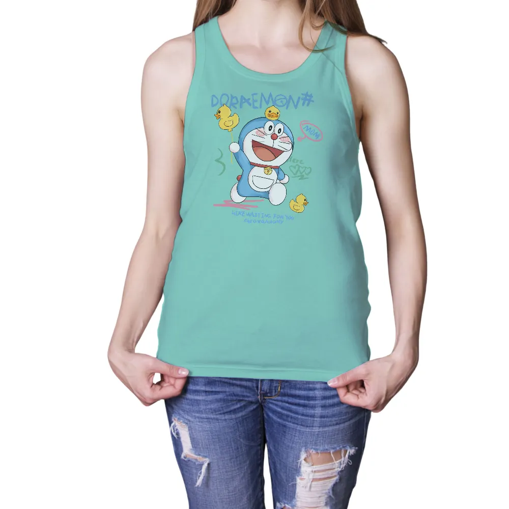 T-Shirts Custom: Doraemon's Playful Joy with Rubber Ducks|forest doraemon t shirt