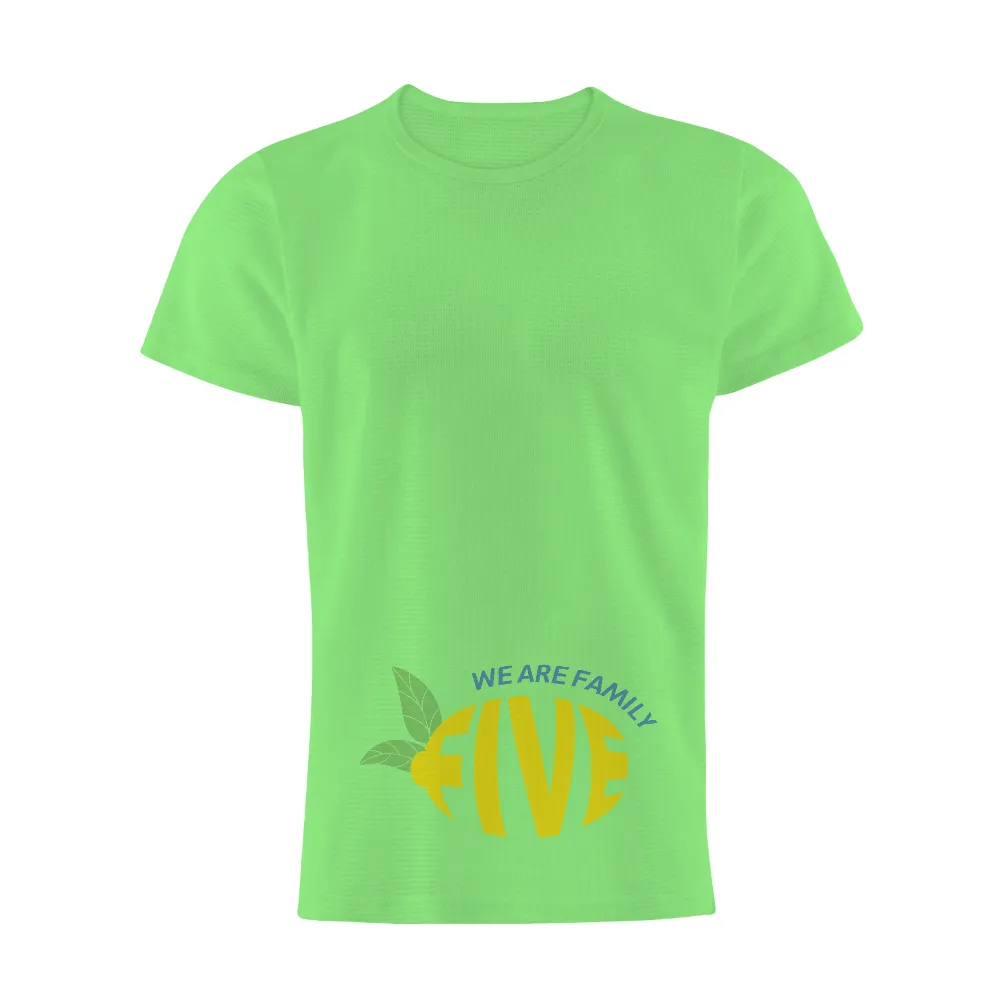 Customized Tee Shirts: We Are Family Five - Vibrant Lemon Design|4th of july family vacation shirts