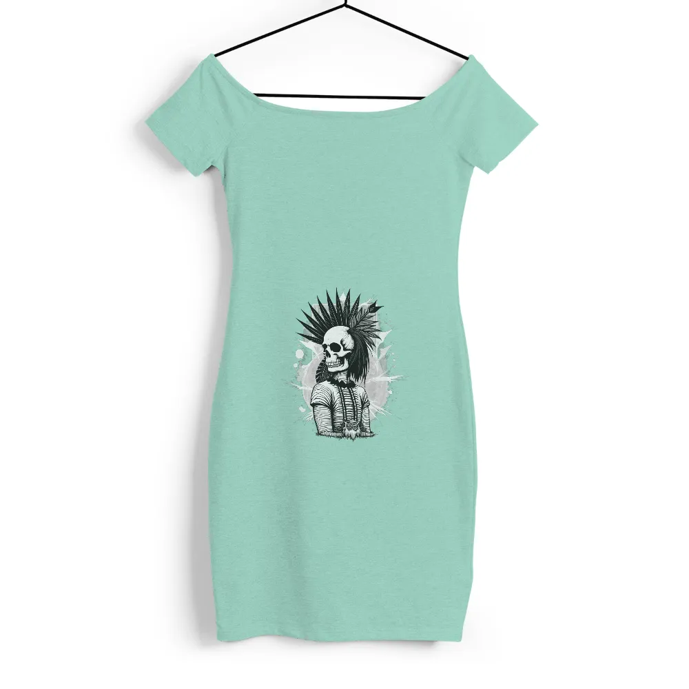 TShirt Printing: Punk Skeleton - Artistic Design with Feathers and Owl|r&b vintage t shirt