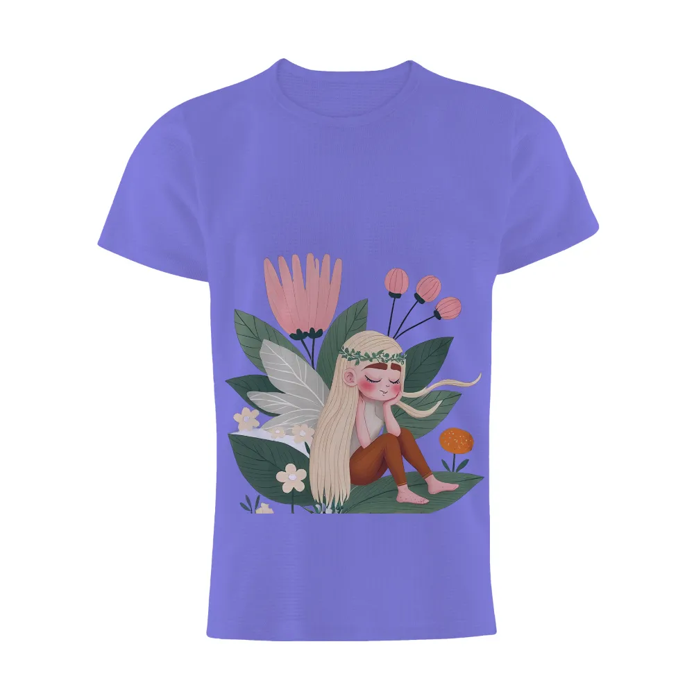 TShirt Design: Elara the Fairy in a Serene Garden|t shirt painting on nature