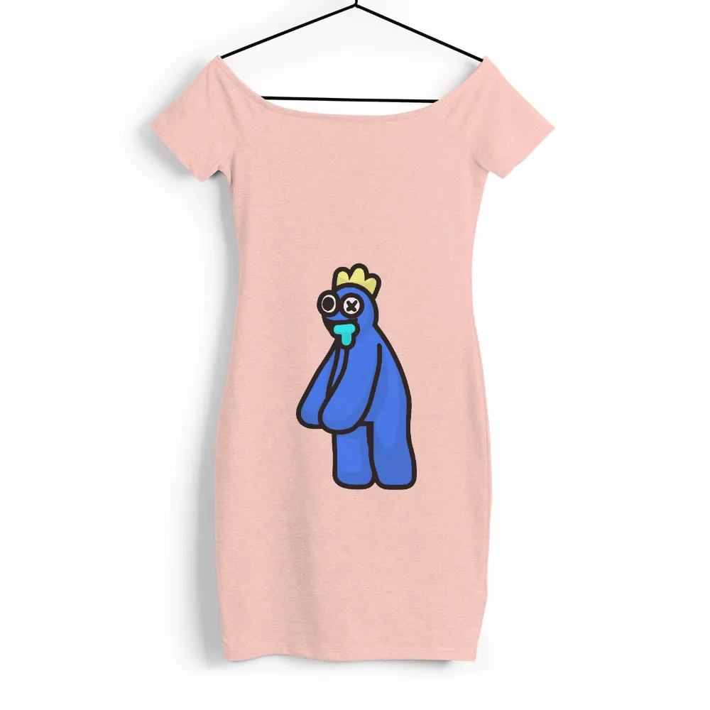 T-Shirts Pattern: Quirky Blue Character with Yellow Crown|cool shirts on roblox