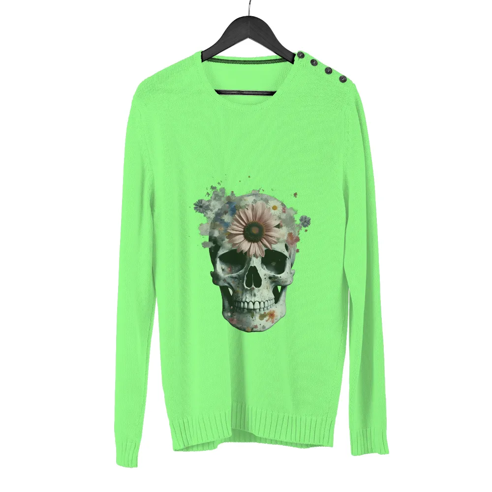 T-Shirts Design: Skull and Flowers - Life and Death Duality|roblox skull t shirt