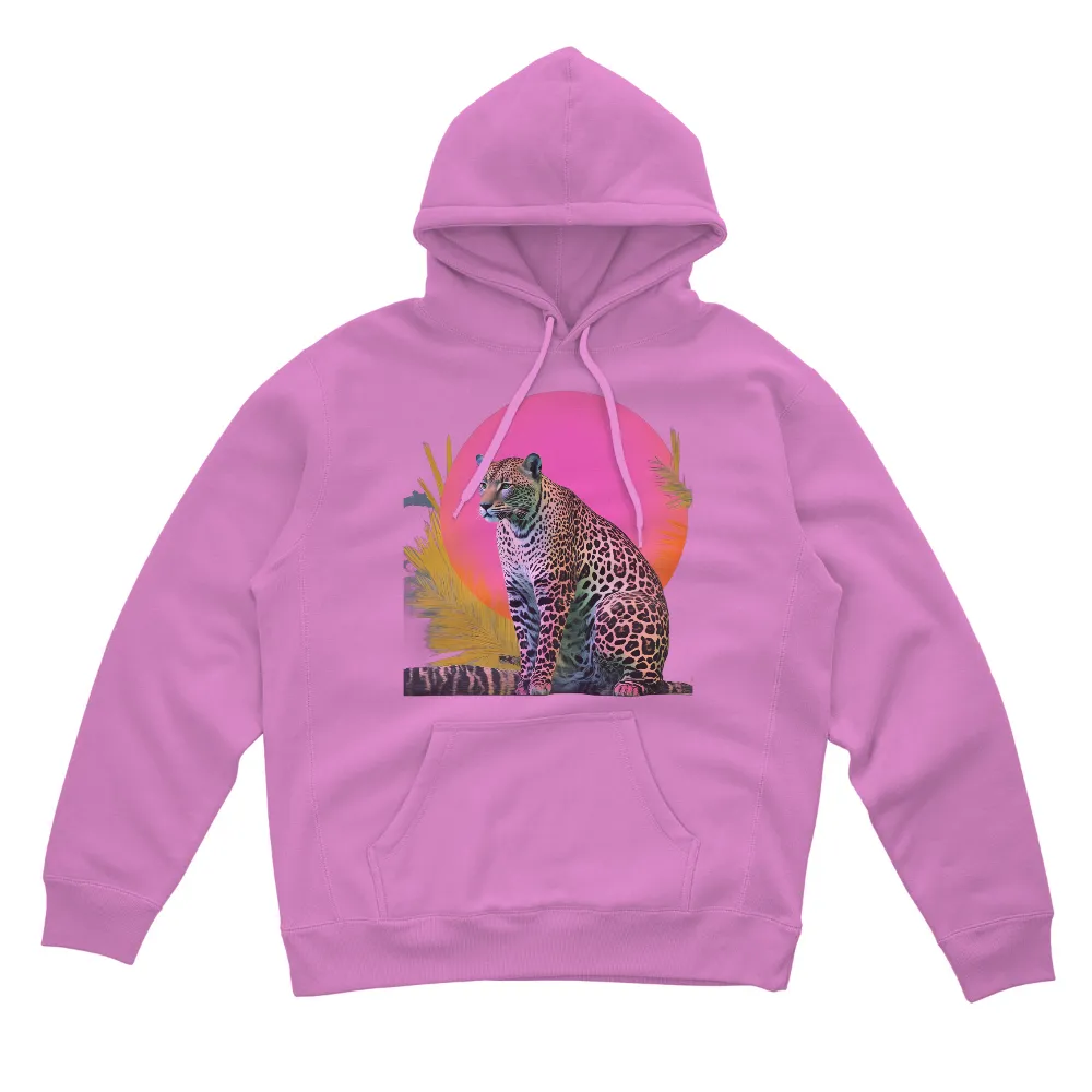 T-Shirts Design: Neon Leopard in the Jungle - Artistic Cyberpunk Nature|tropical parrot shirt