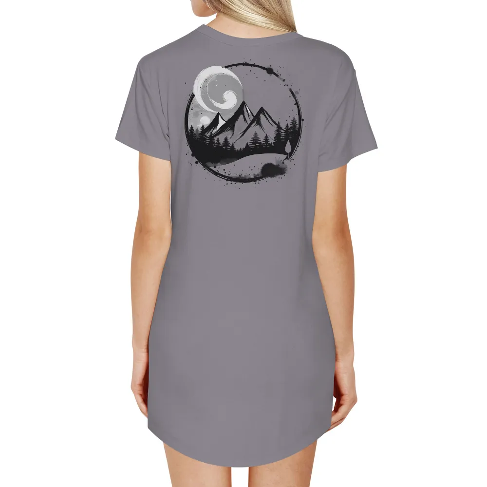 Tee Shirt Printing: Celestial Harmony - Moon, Mountains, and Fox|harmony day t shirts best and less