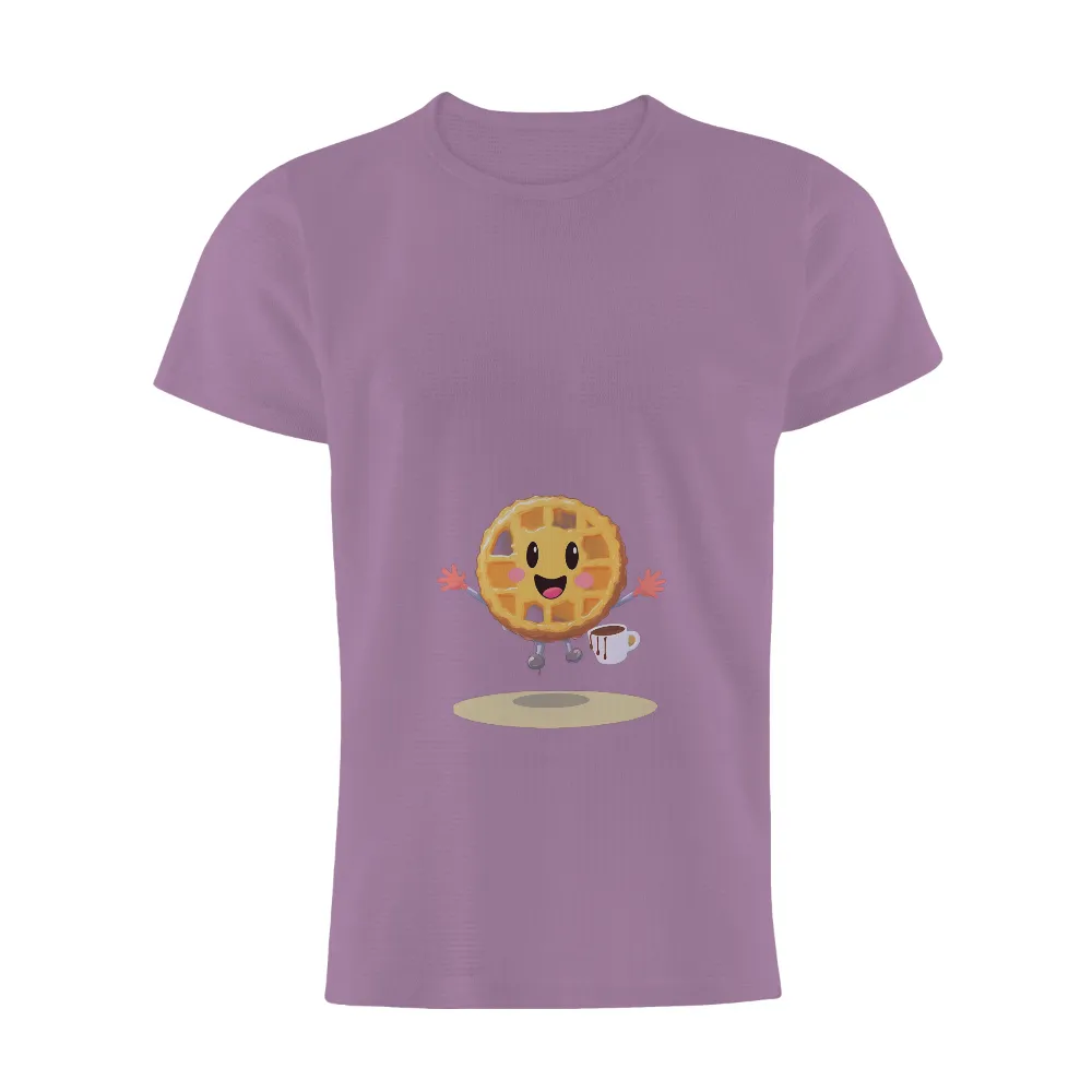 T-Shirts Pattern: Wally the Waffle Brings Joy with Coffee|women's plus size waffle shirt