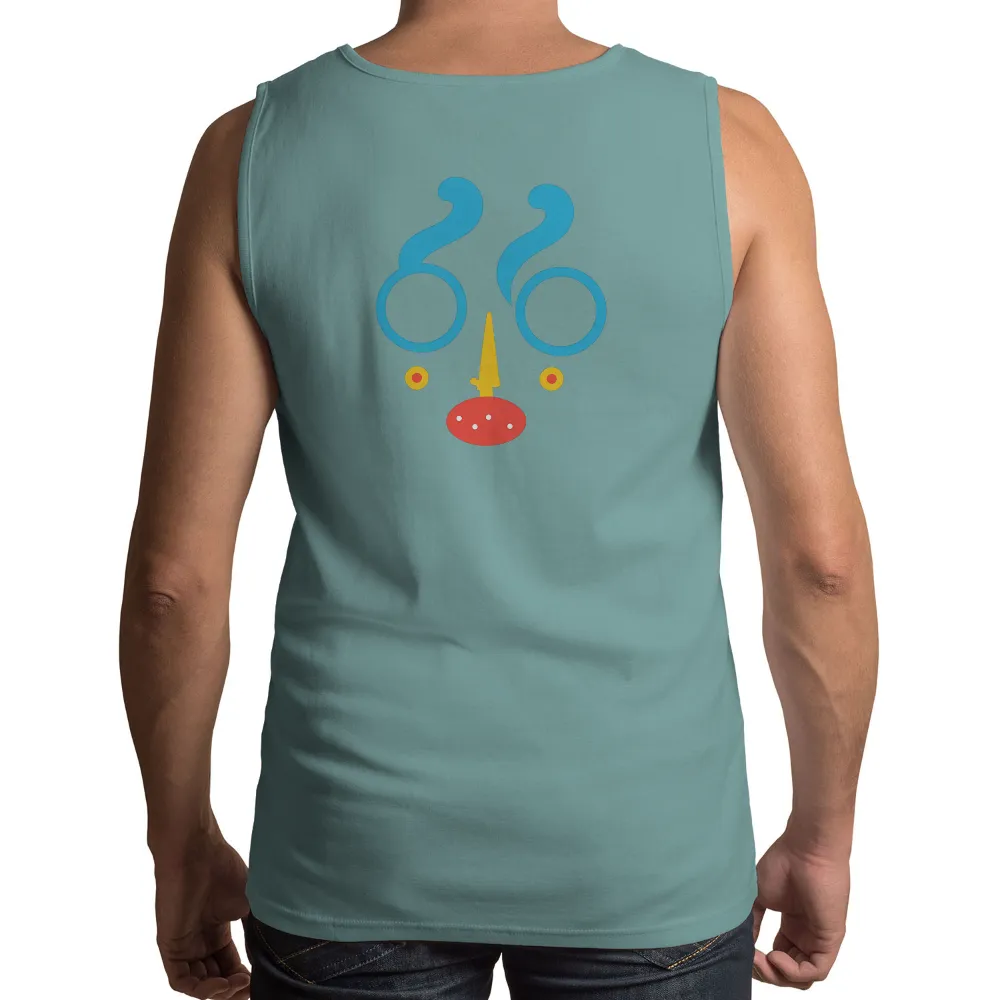 T-Shirts Custom: Whimsical Face Design - Playful Shapes and Colors|human beings colors may vary shirt