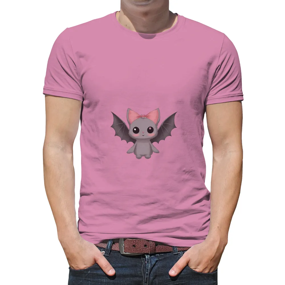 Shirts Graphic Tees: Whimsical Bat with Pink Bow - Cute and Adorable|cute pink roblox t shirt