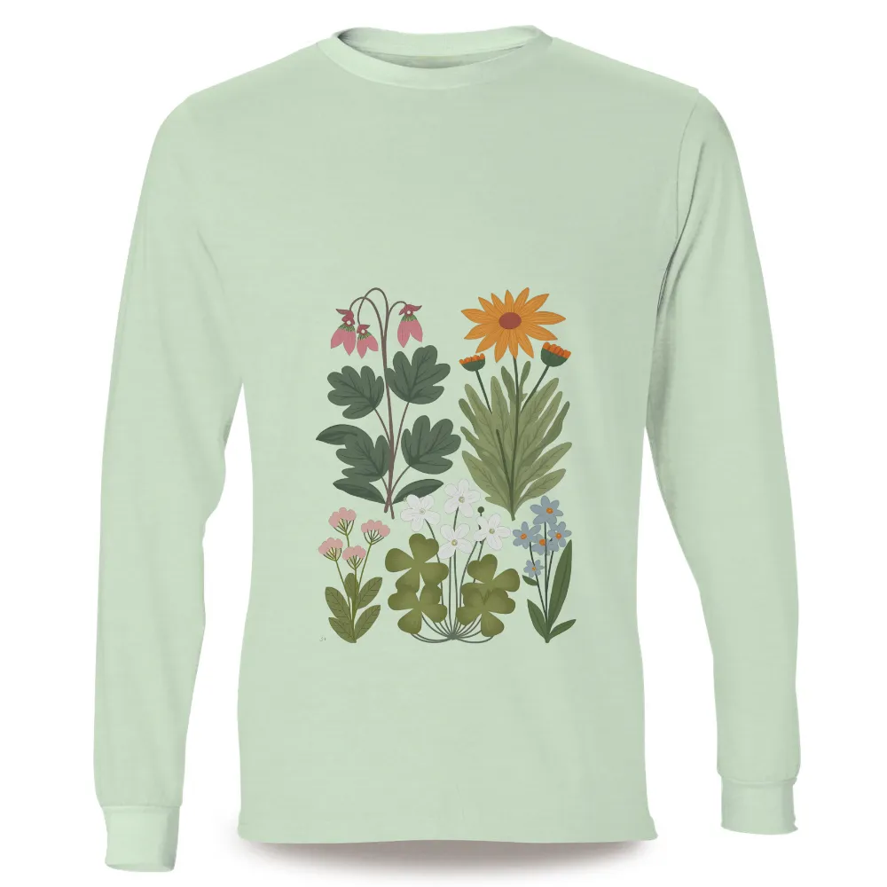 Tee Shirts Printed: Wildflowers Harmony - Nature's Artistic Expression|strength and honor shirt