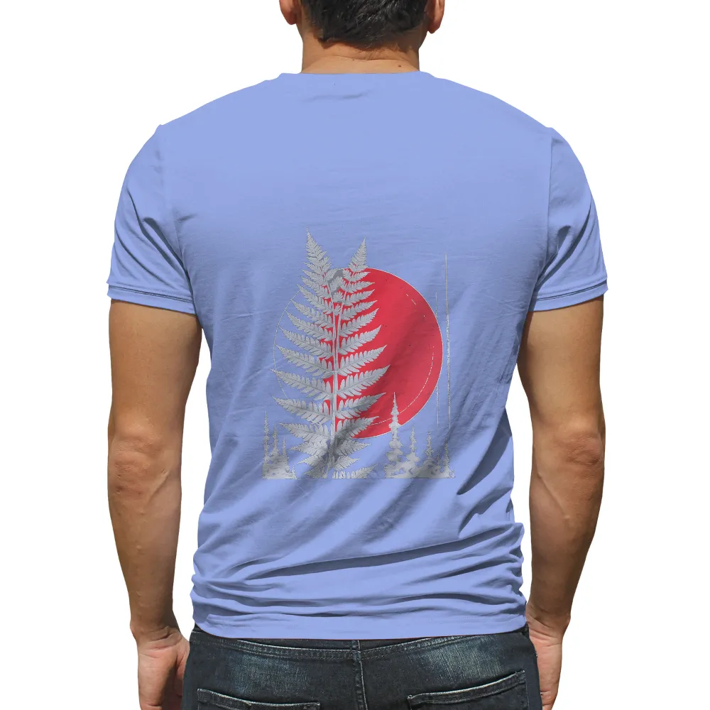 Custom Tee Shirts: Silver Fern Under the Red Moon| glowing red moon