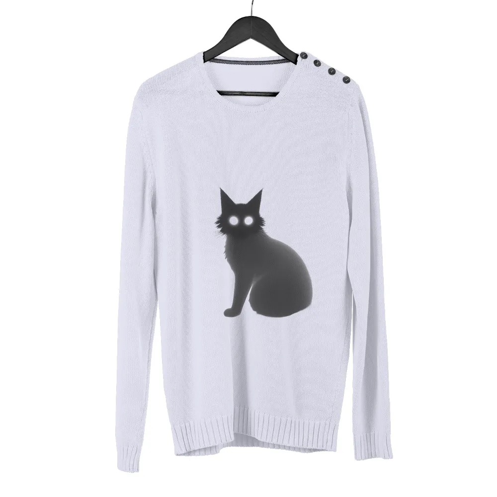 Custom Tee Shirts: Enigmatic Cat with Glowing Eyes| Guardian of the night