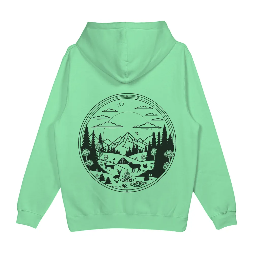 Tee Shirt Printing: Adventure Awaits - Camping Trip Design| majestic mountain range