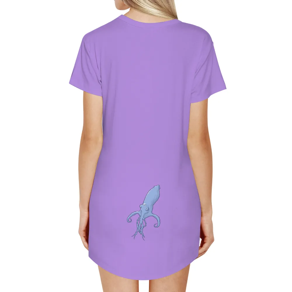 Graphic Tees: Luna's Oceanic Transformation - Artistic Squid Design|blue jays barrio t shirt