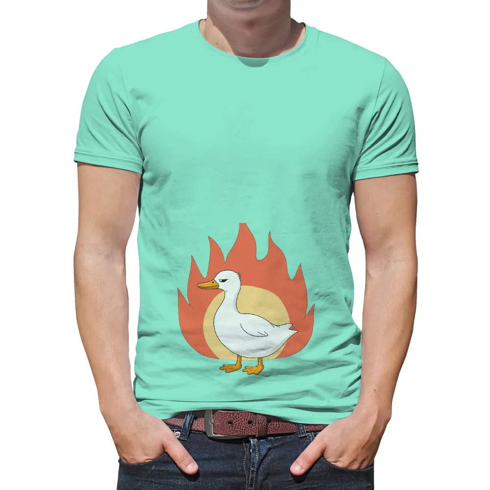 T-Shirts Pattern: Defiant Duck in Flames| Duck in orange and red flames