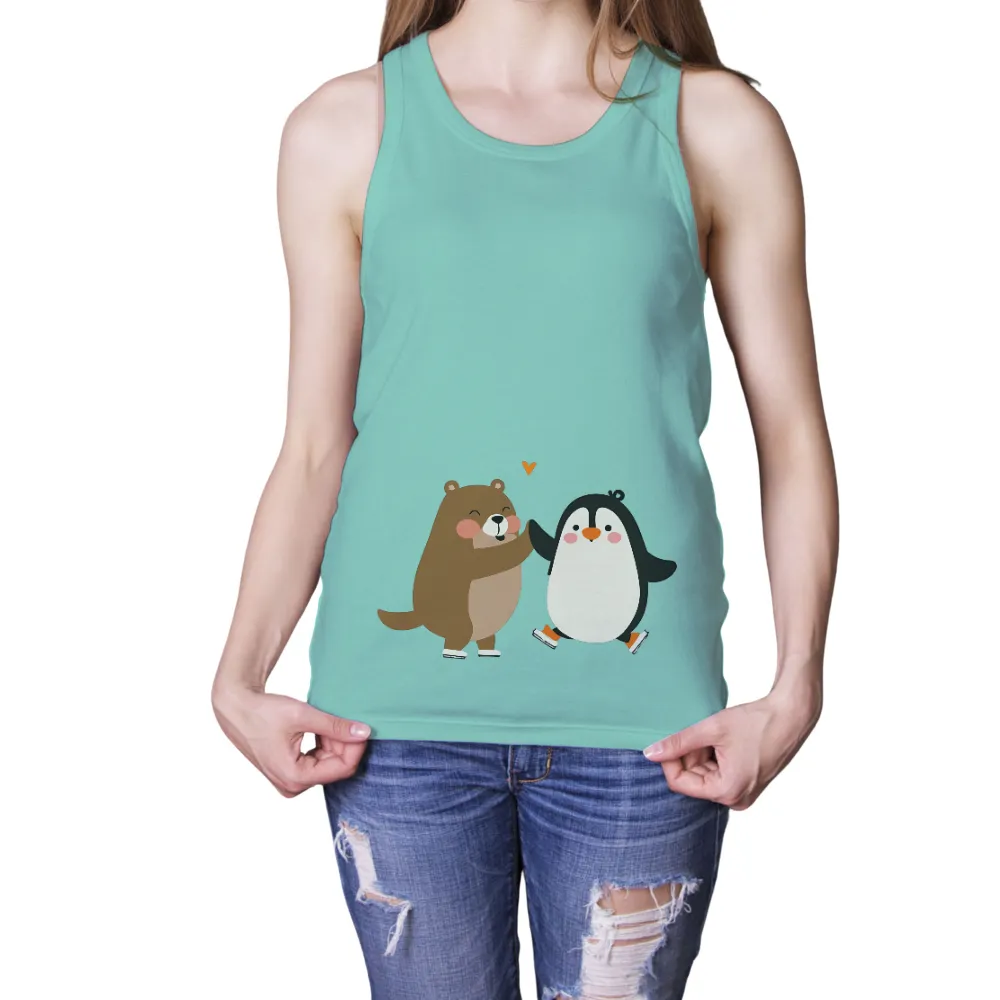 T-Shirts Pattern: Unlikely Friends - Bear and Penguin|bear plus deer beer t shirt