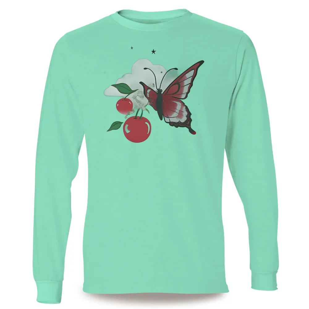 Shirts Graphic Tees: Scarlet Butterfly and Cherry Blossom - Artistic Designs|strawberry butterfly shirt