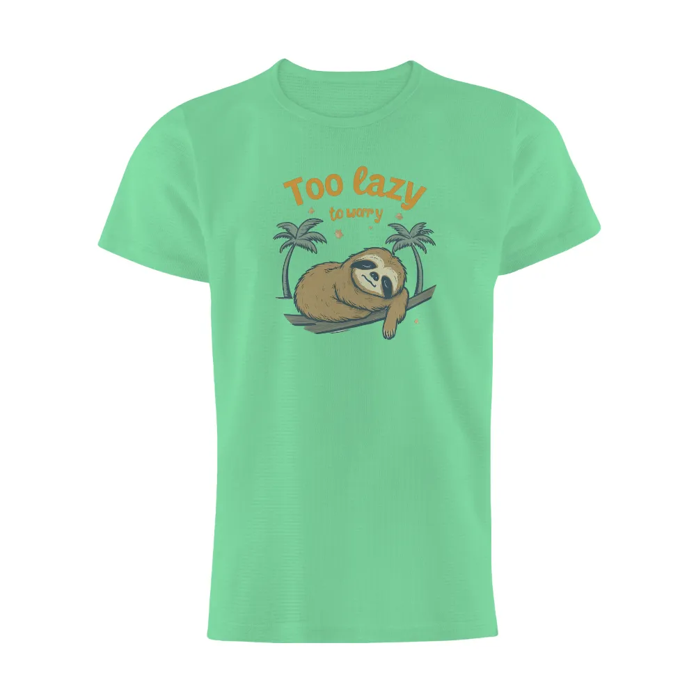 Embrace Relaxation with 'Too Lazy to Worry' Sloth Design|tampa bay rays tropical shirt